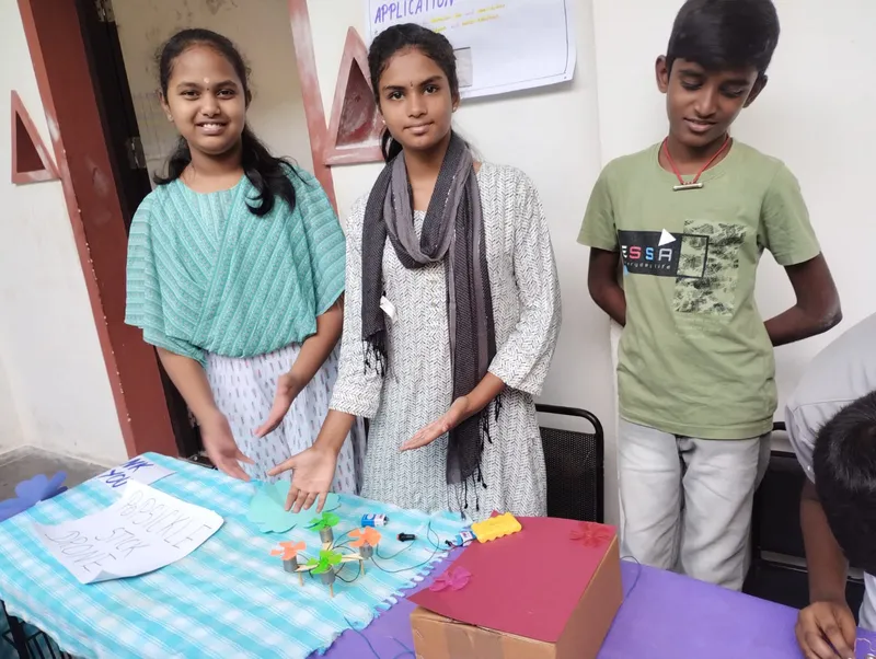 Inquisitive Grade 6 students at a Salem CBSE school showcase the history of electricity with backgrounds of famous inventors.