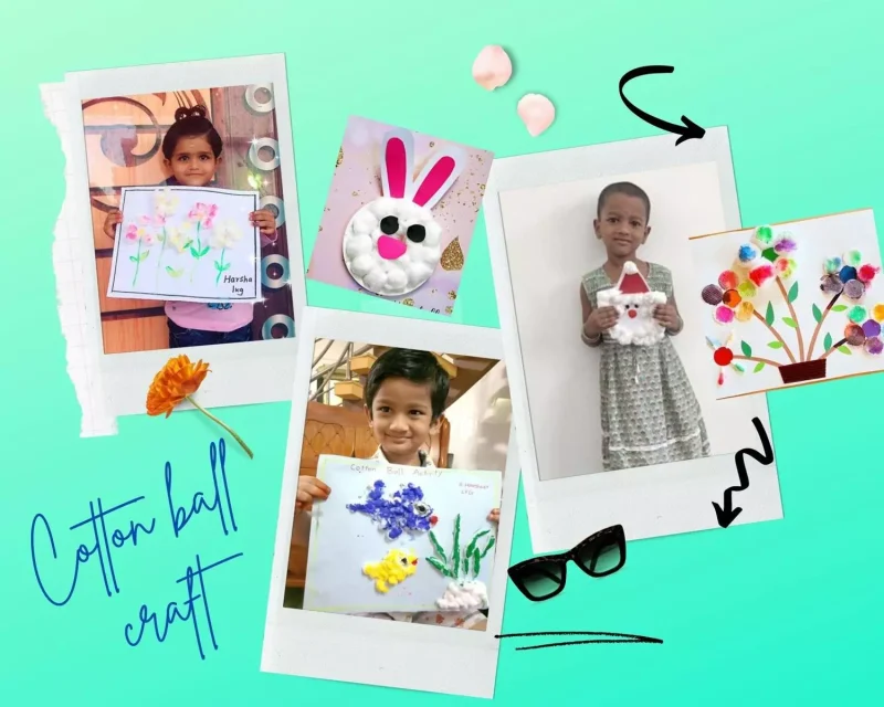 LKG students at Vidhya Peetham i-School, the best school in Salem, enthusiastically participating in cotton painting activity, creating colorful rainbows and ice creams from cotton balls.