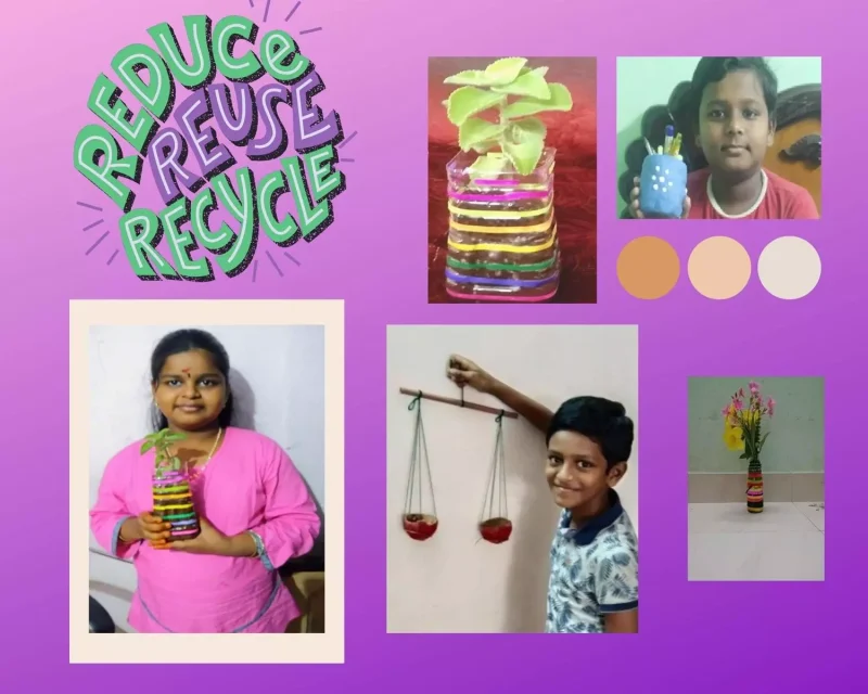 recycling waste 1 Creative waste recycling crafts by Grade 5 students of Vidhya Peetham i-School, contributing to its reputation as the best school in Salem.