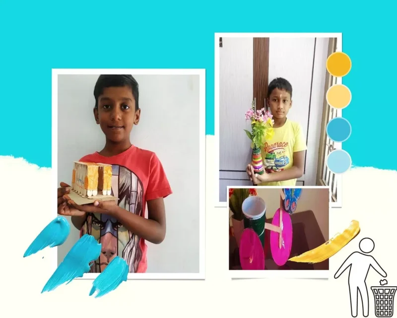 Home-based waste recycling initiative by Grade 5 at Vidhya Peetham i-School, highlighting eco-conscious education in schools in Salem.