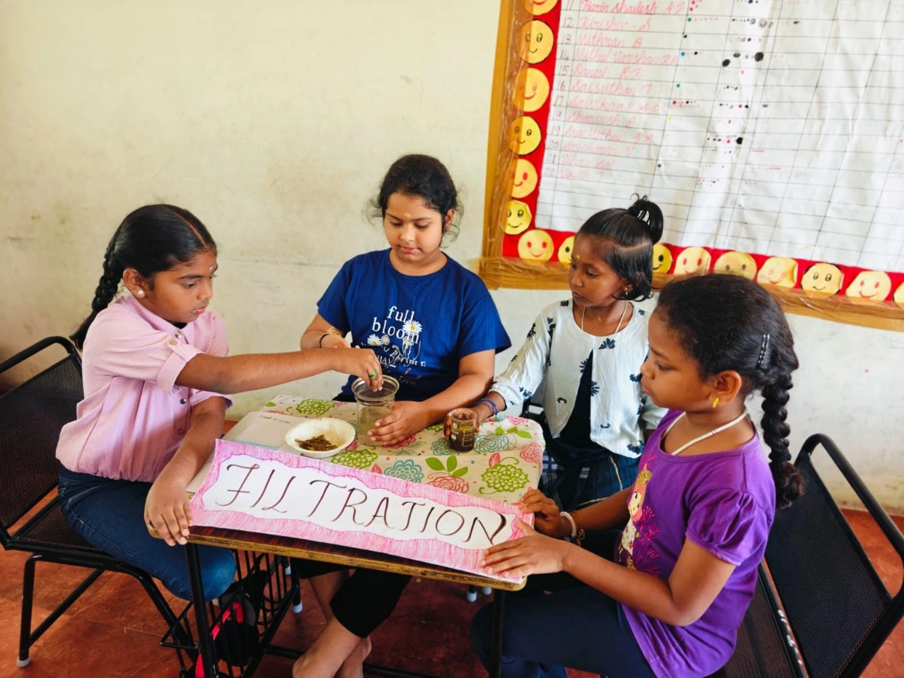 Students engaged in practical demonstration of filtration techniques